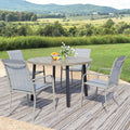 5-Piece Patio Furniture Set, Patio Table and Chairs Set of 4, Ivory Round Patio Table and Beige Chairs, Patio Furniture Set for Garden, Yard, Patio