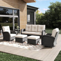 Outdoor Patio Furniture Sets 6 Pieces Wicker Swivel Rocker Chairs and Sofa Sets with Coffee Table for Backyard Deck