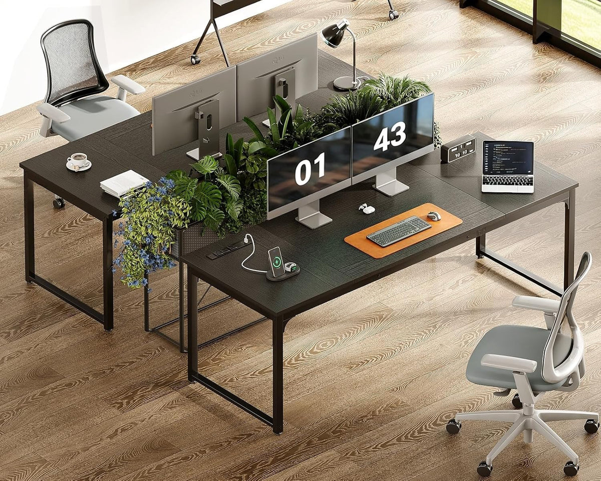 Coleshome 71 Inch Computer Desk with USB Ports, Large Office Desk, Long Study Student Writing Desk, Black