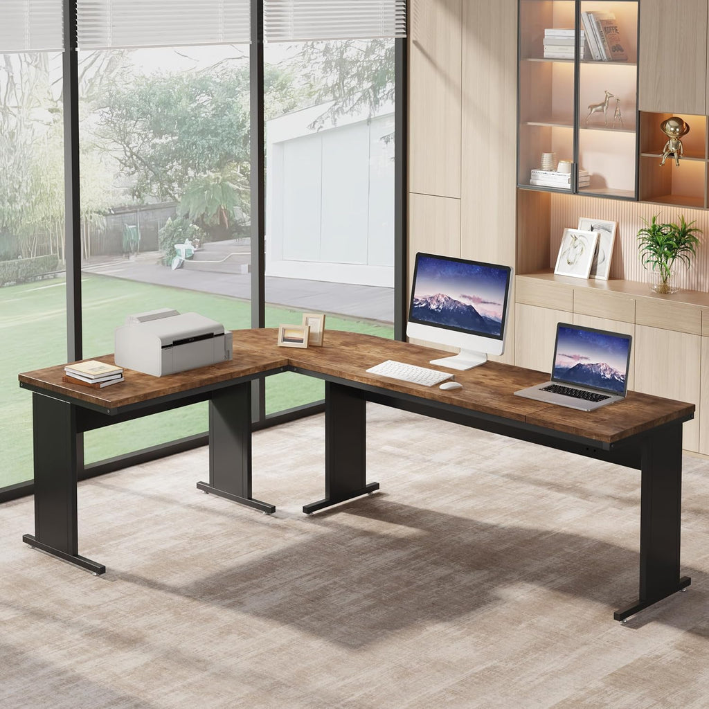 Tribesigns 83-Inch Large L Shaped Desk, Reversible Executive Office Desk, Modern Corner Computer Table Business Workstation for Home Office (Brown)