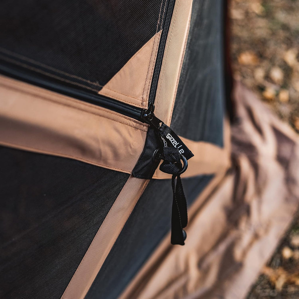 Gazelle Tents™ G6 Cool Top 6-Sided Portable Gazebo, Easy Pop-Up Hub Screen Tent, Waterproof, UV Resistant, 8-Person & Table, Badlands Brown, 91' x 139' x 123', GG620BR