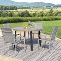 5-Piece Patio Furniture Set, Patio Table and Chairs Set of 4, Ivory Round Patio Table and Grey Chairs, Patio Furniture Set for Garden, Yard, Patio