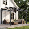 AirWire 10'x8' Wall-Mounted Lean to Gazebo with Aluminum Frame & Polycarbonate Panel, 8x10 FT Hardtop Pergola with Sloped Roof for Backyard, Porch, Deck