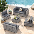 6-Piece Outdoor Patio Furniture Set, All-Weather Wicker Sectional Sofa with Deep Seating 4' Cushions, Heavy-Duty Steel Frame, Modular Rattan Couch for Backyard, Deck & Garden, Black