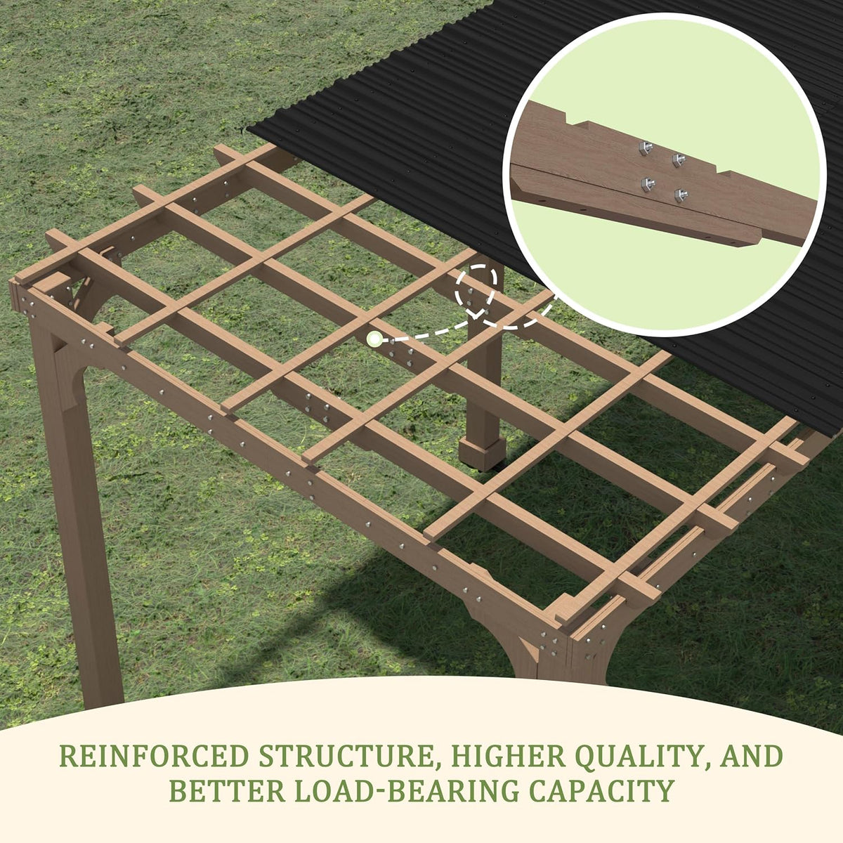 Yardenaler 10 x 20 FT Wooden Grill Gazebo with Sloping Metal Roof, BBQ Gazebo with 5.5' Width Wood Posts & Rainwater Drainage for Barbecue, Garden, Backyard, Light Mocha Brown