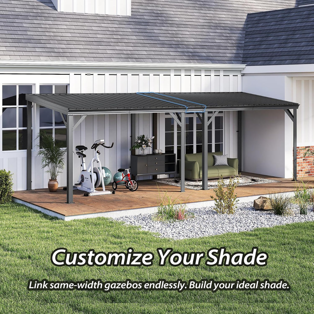 Gazebo Connector Kit - for 8ft Width Wall Mounted Gazebos, Durable Steel Expansion Linker, Rustproof & Easy Assembly for 8'x8' and 8'x10' Lean to Gazebos