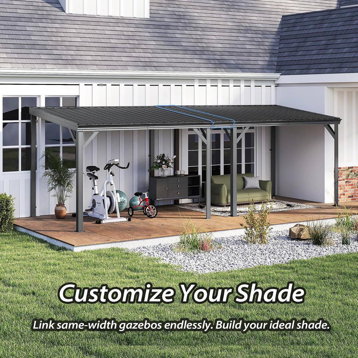 Gazebo Connector Kit - for 8ft Width Wall Mounted Gazebos, Durable Steel Expansion Linker, Rustproof & Easy Assembly for 8'x8' and 8'x10' Lean to Gazebos