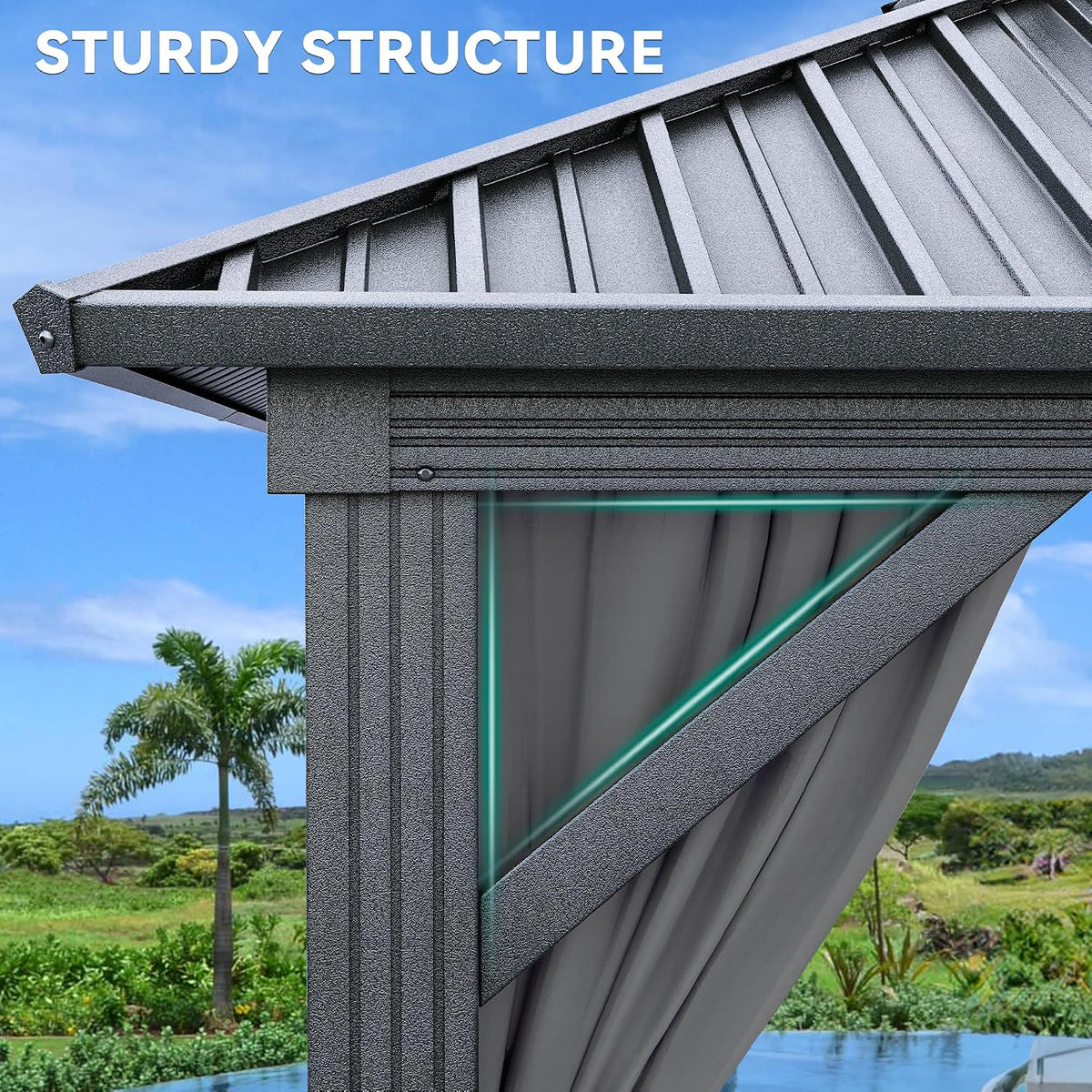 YITAHOME 10X10FT Hard Top Metal Gazebo Patios Double Roof Canopy Aluminum Frame Garden Gazebo Tent Curtains Netting for Patios Backyards Decks Lawns Gray