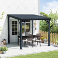 Domi 8' x 8' Lean to Gazebo, Wall Mounted Gazebos Pergola with Built in Drainage System, Galvanized Steel Roof, Hardtop Patio Shelter for Deck, Porch, Backyard and More