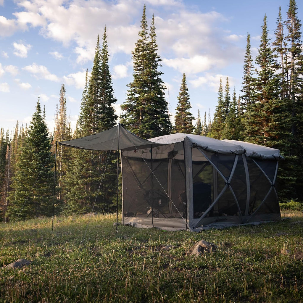 Gazelle Tents™ Tandem Gazebo, Easy Pop-Up Hub Screen Tent, Durable, TriTech Mesh, Waterproof, UV Resistant, 10-Person, Agave Green, 89' x 86' x 156', GG800AG