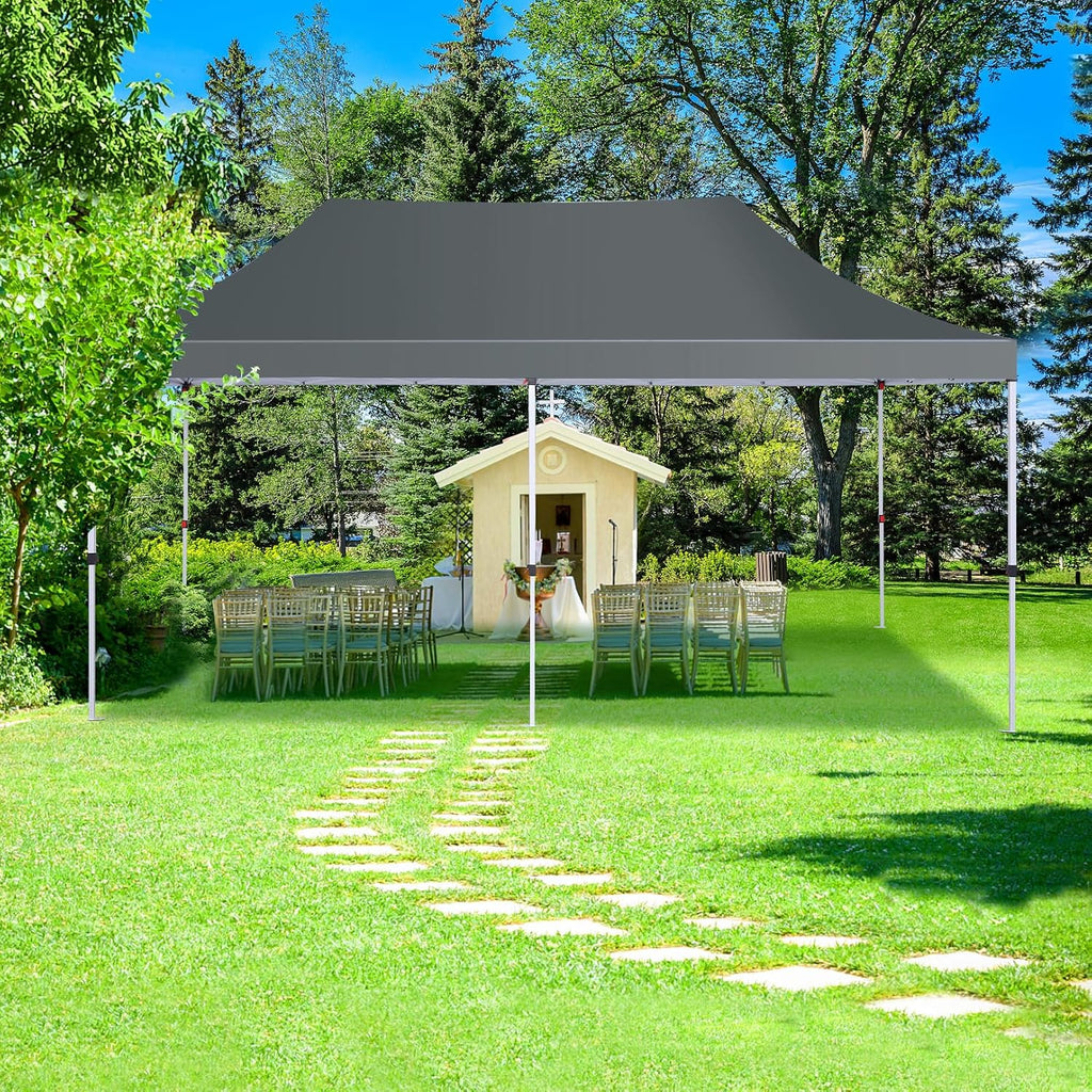 COBIZI 10x20 Pop Up Canopy with 4 Sidewalls, Conical Party Tent 10x20 with 3 Adjustable Height Waterproof, UV-Resistant EZ Outdoor Gazebo with Carry Bag, Sandbag, Stake, Rope for Parties, Commercial