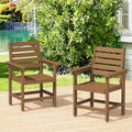 Outdoor Dining Chairs Set of 2, All Weather HDPS Patio Dining Chairs, Heavy Duty Outdoor Chair with Armrest for Backyard Deck Porch, Brown