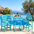 SERWALL Balcony Adirondack Chairs and Table 3 Pieces Set, Oversize Adirondack Bar Height Chairs Set of 2 and Bar Table, Outdoor Bar Stools Set, Aruba
