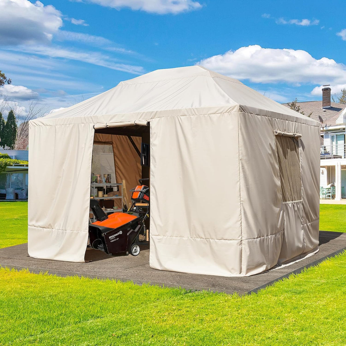 MELLCOM Winter Gazebo Cover for 10×12 Hardtop Gazebo, with Mesh Screens and Doors and Windows, Accessories for All Seasons