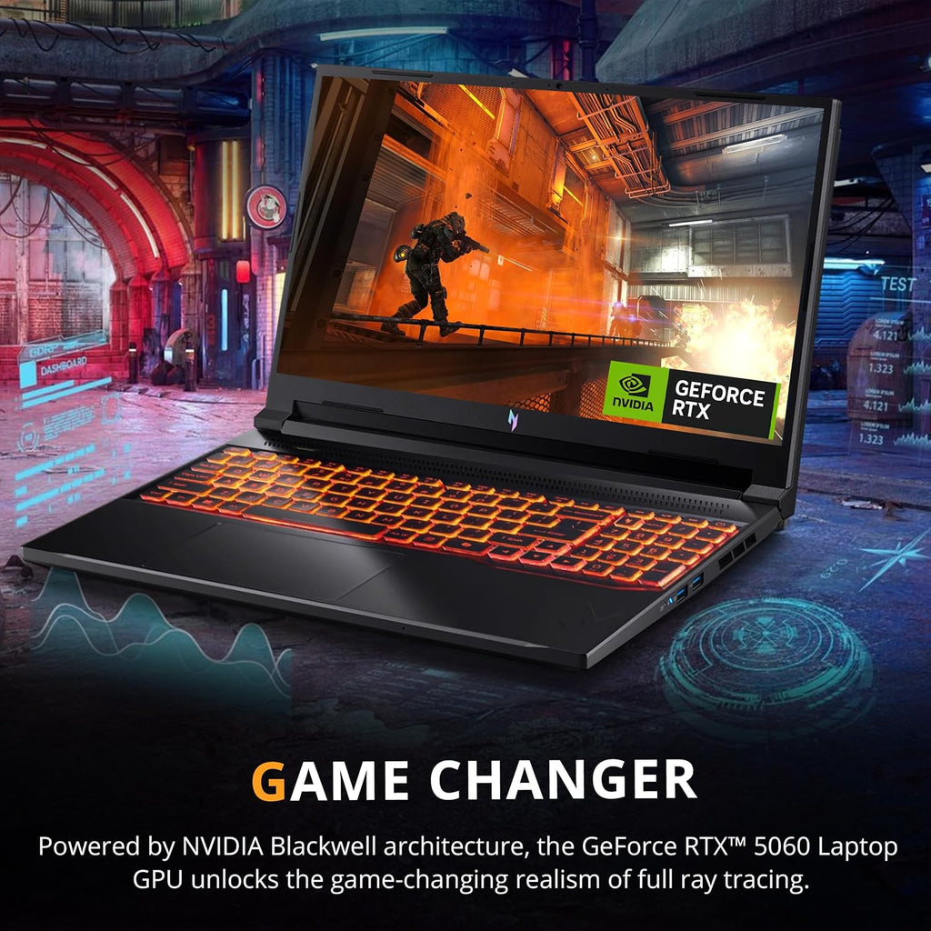 acer Nitro V 16 16' WUXGA 180Hz Gaming Laptop, Intel Core 7 240H, 16GB DDR5, 1.5TB Storage(512GB SSD+1TB Docking Station), GeForce RTX 5060, Backlit Keyboard, Num Pad, Nitro Mouse, Win 11 Pro, Black