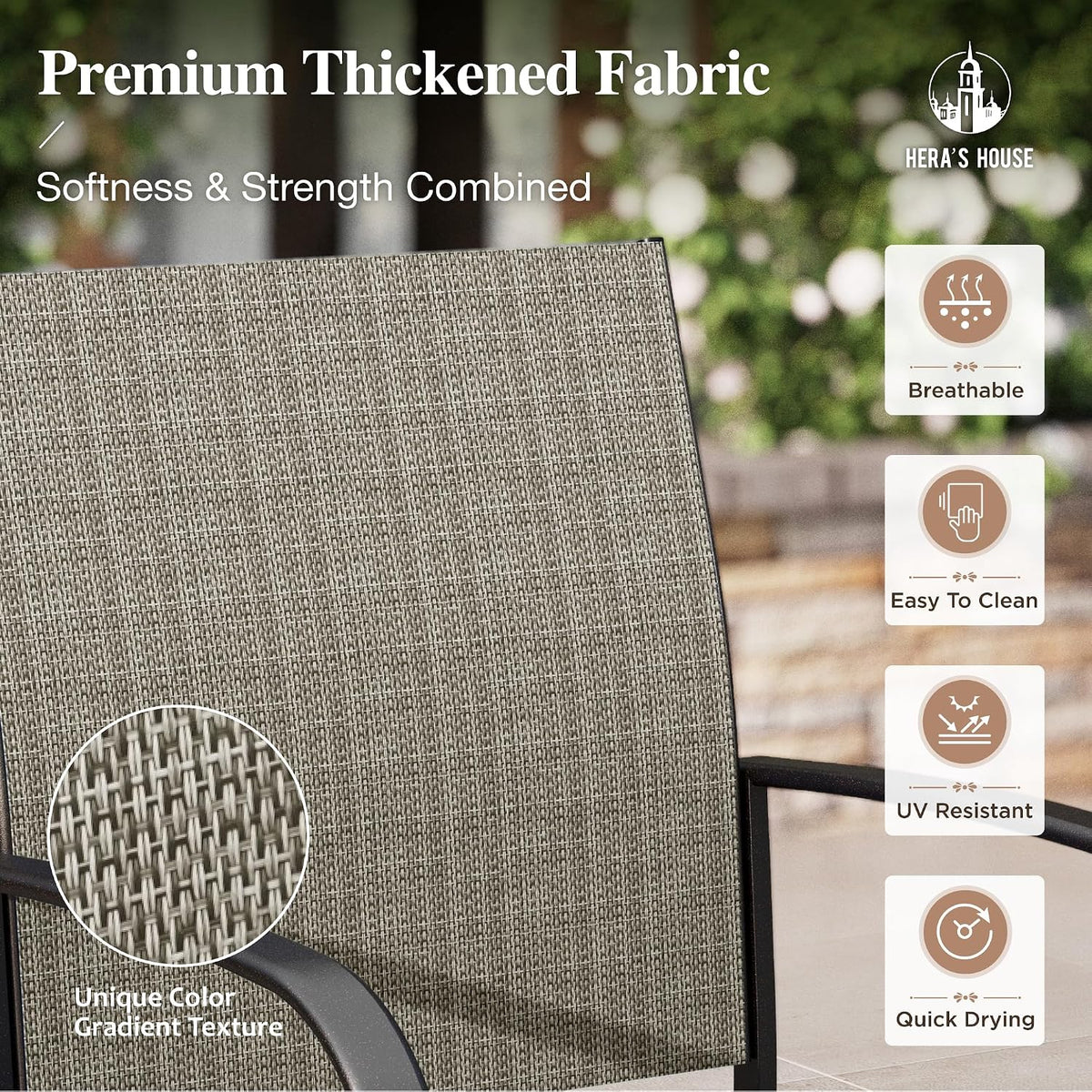 HERA'S HOUSE Patio Table and Chairs Set 7 Pieces, Wood-Like Outdoor Metal Dining Furniture Sets for Backyard Lawn Deck