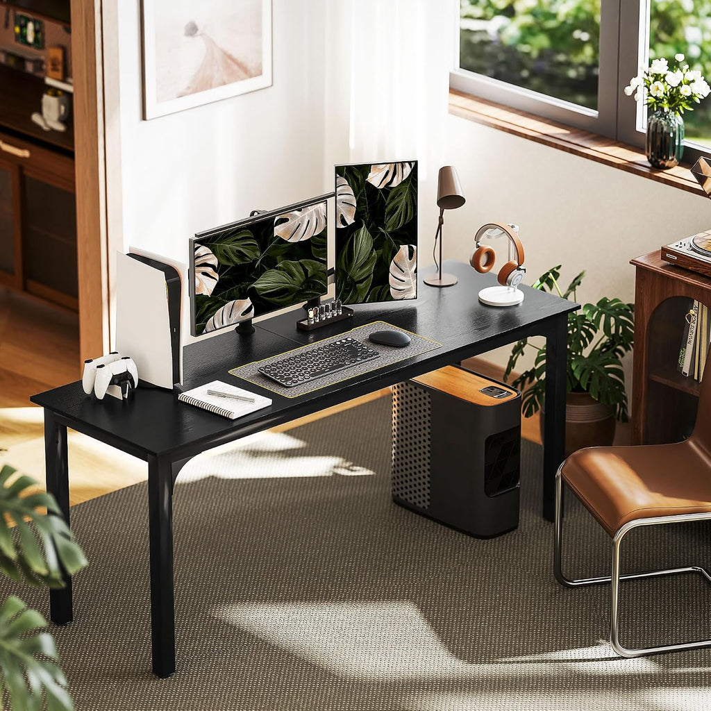 HOMCOM Modern Simple Large Computer Desk, 71' Long Home Office Desk for Two Person, Multi-Purpose Computer Table for Home Office Study, Black