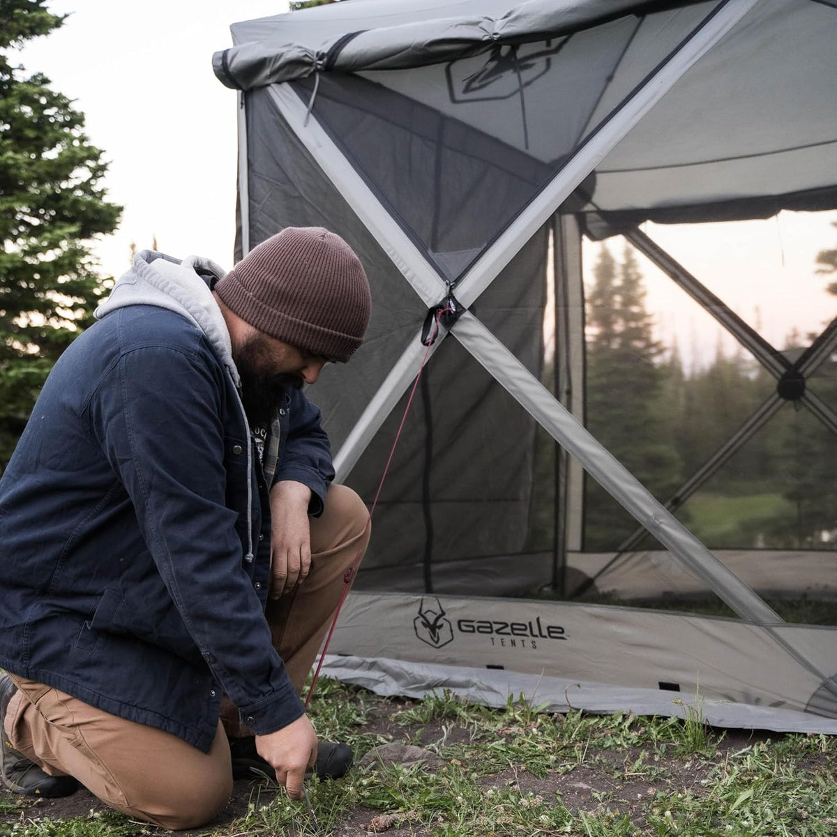 Gazelle Tents™ Tandem Gazebo, Easy Pop-Up Hub Screen Tent, Durable, TriTech Mesh, Waterproof, UV Resistant, 10-Person, Agave Green, 89' x 86' x 156', GG800AG