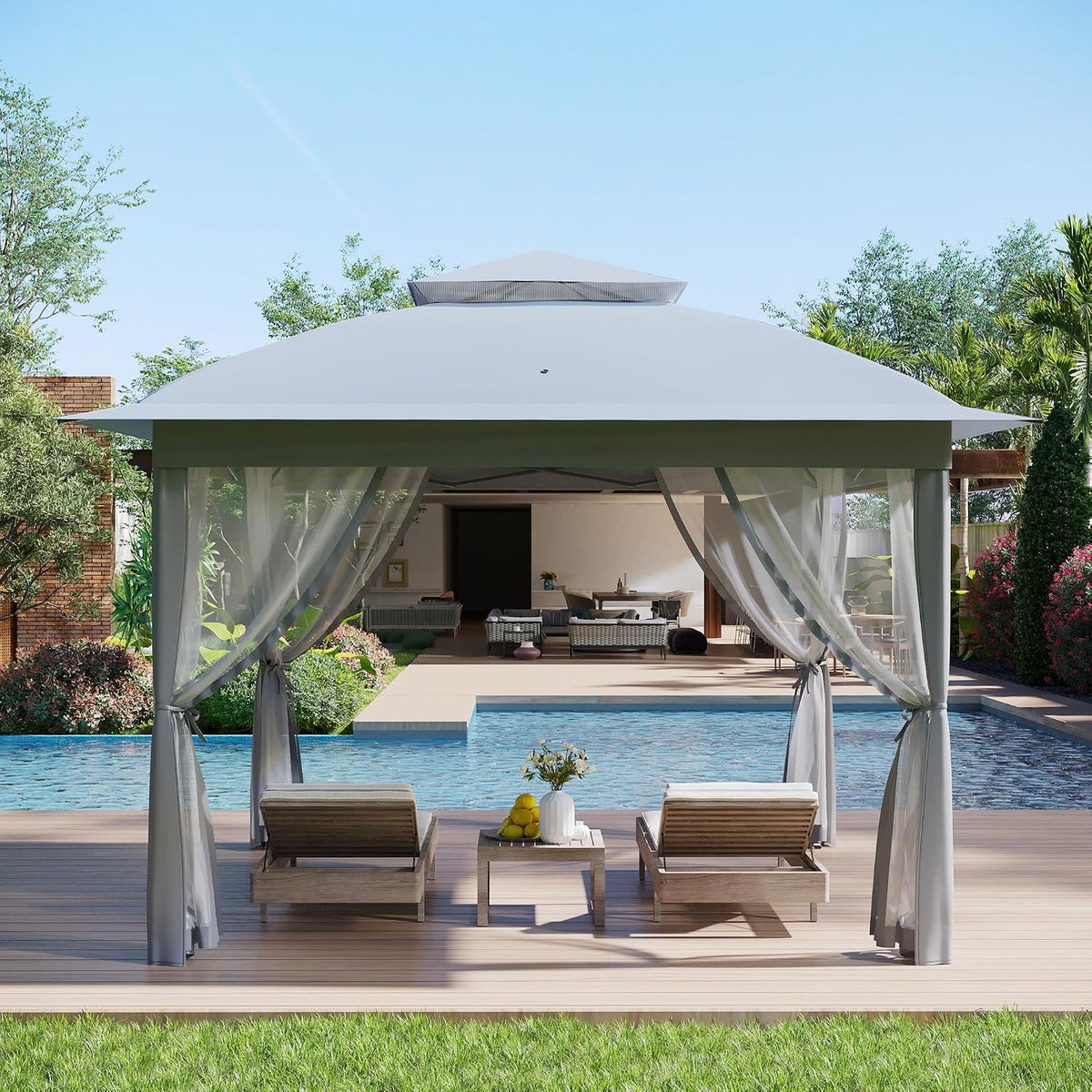 GarveeLife Outdoor Canopy Tent with Mosquito Netting, 11FTfor Patio, Outdoor Gazebo with Portable Carrying Bag