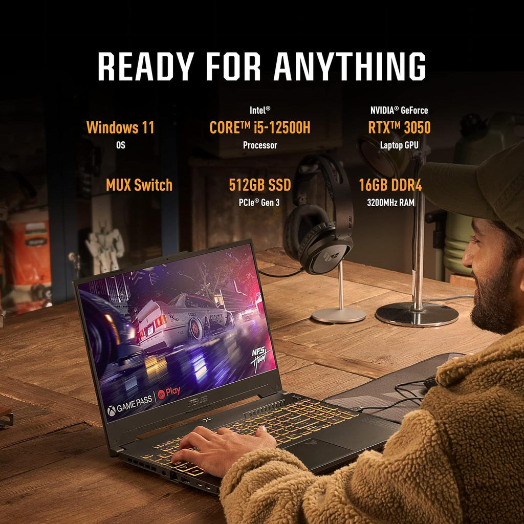 ASUS TUF Gaming F17 (2023) Gaming Laptop, 17.3â€ FHD 144Hz Display, GeForce RTX 3050, Intel Core i5-12500H, 16GB DDR4, 512GB PCIe SSD, Wi-Fi 6, Windows 11, FX707ZC-ES53,Mecha Gray