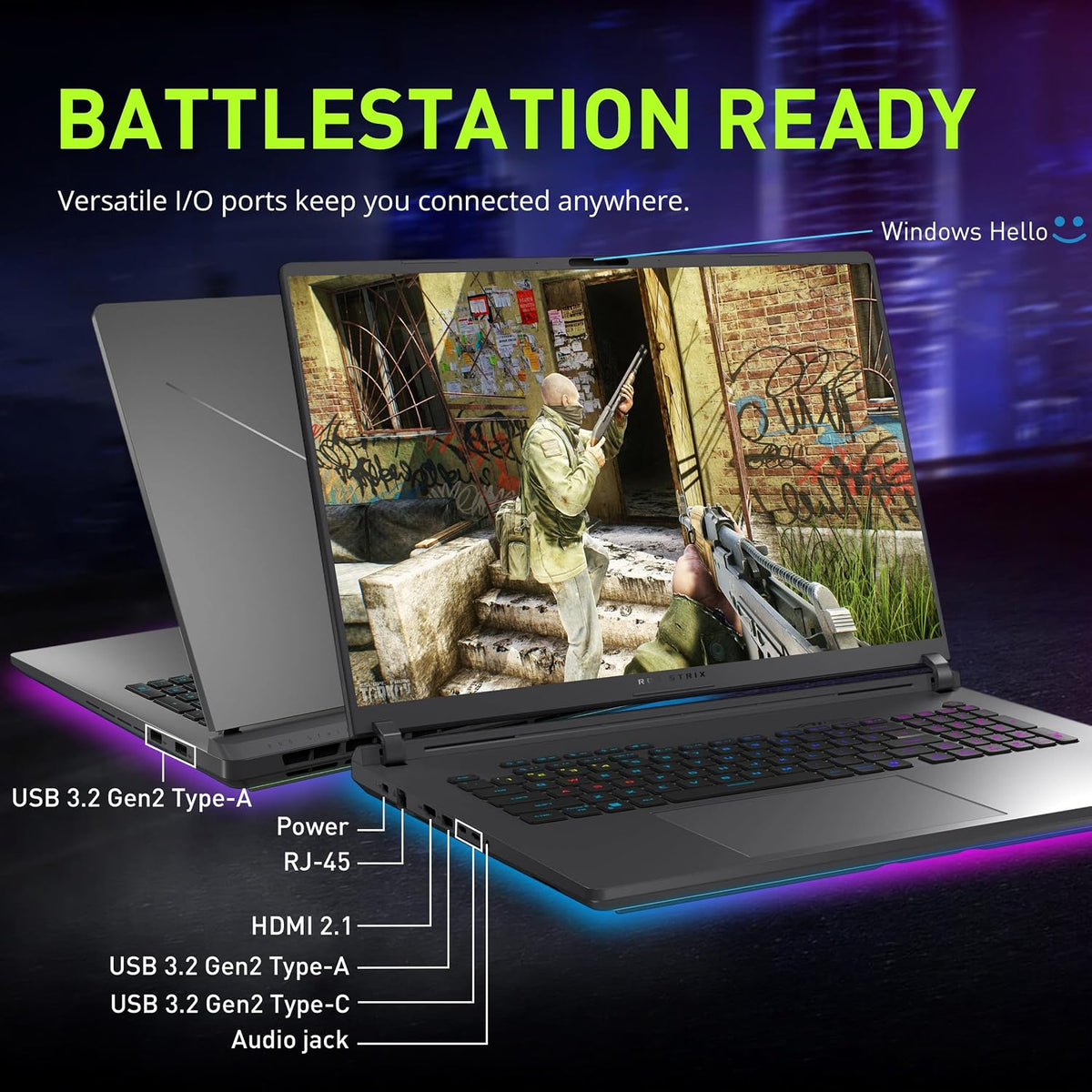 ASUS ROG Strix G18 18' 2.5K 240Hz Gaming Laptop, Intel Ultra 9 275HX, GeForce RTX 5060 8GB GDDR7, 64GB DDR5, 5TB Storage (4TB SSD+1TB Docking Station Set), 4-Zone RGB Backlit Keyboard, Win 11, Gray