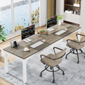 Tribesigns 78.7 Inches Extra Long Computer Desk 2 Person Desk, Double Long Desk, Workstaion for Home Office, Oak+White