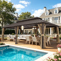 12×22 ft Outdoor Gazebo with Double-Layered Galvanized Steel roof, Hard-top Canopy Featuring Curtains and mesh Panels, Suitable for patios, Gardens, Decks, lawns, and backyards.