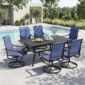 MFSTUDIO Patio Dining Set for 6, Patio Table and Chairs Set for Deck Backyard Garden, 7 Piece Outdoor Dining Set with Umbrella Hole