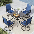 MFSTUDIO Patio Table and Chairs Set of 4, Outdoor Dining Set with Metal Table and Swivel Chairs, 5 Piece Patio Furniture Set for Deck/Backyard/Poolside/Garden