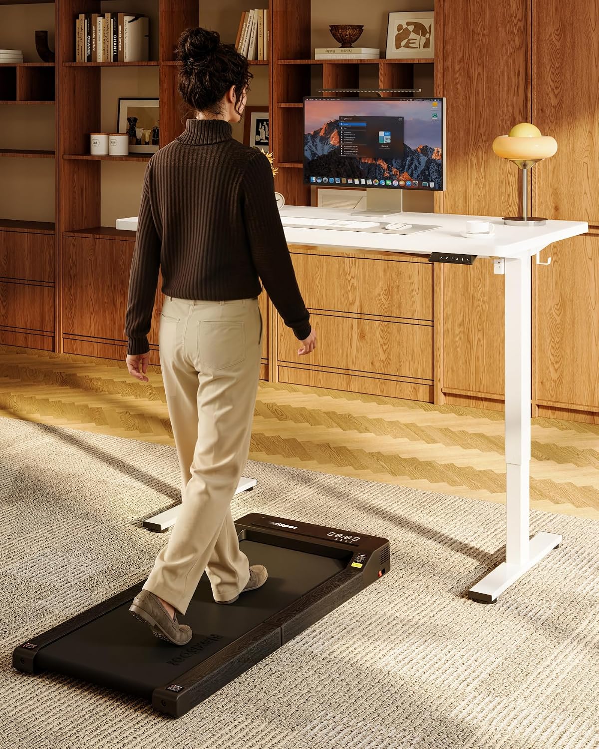 FLEXISPOT EN1 One-Piece Standing Desk, 48'x24' Seamless Desktop Electric Height Adjustable Desk for Home Office, Multi-Monitor Setups & Easy Assembly, White