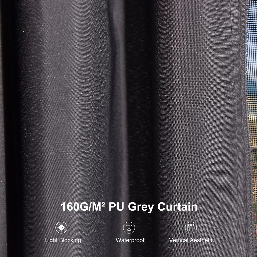 PURPLE LEAF 12' X 14' Hardtop Gazebo Metal Double Roof White Aluminum Frame Outdoor Heavy Duty Gazebo with Curtain and Netting for Patio Garden and Backyard, Grey
