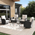 Outdoor Patio Furniture Sets 5 Pieces Wicker Swivel Rocker Chairs with Coffee Table for Backyard Deck