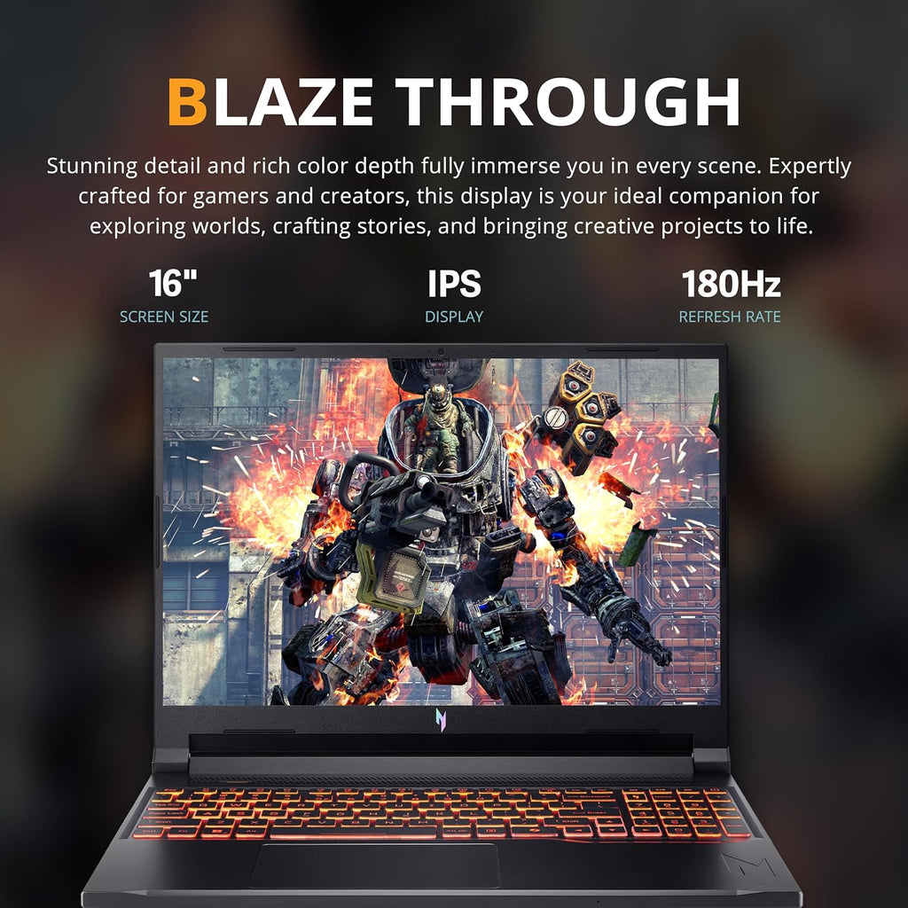 acer Nitro V 16 16' WUXGA 180Hz Gaming Laptop, Intel Core 7 240H, 16GB DDR5, 1.5TB Storage(512GB SSD+1TB Docking Station), GeForce RTX 5060, Backlit Keyboard, Num Pad, Nitro Mouse, Win 11 Pro, Black