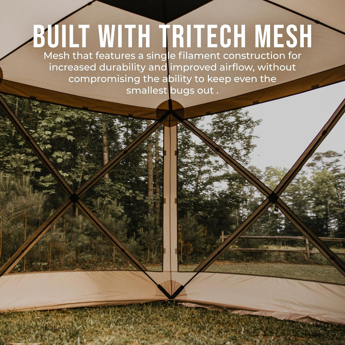 Gazelle Tents™, G5 5-Sided Portable Gazebo, Easy Pop-Up Hub Screen Tent, Durable, TriTech Mesh, Waterproof, UV Resistant, 4-Person & Table, Desert Sand, 85' x 115' x 106', GG502DS