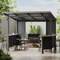 10' x 10' Hardtop Grill Gazebo,Outdoor Galvanized Steel BBQ Lean to Gazebo with 2 Side Shelves,Permanent Hardtop Grill Canopy with Independent Countertop for Patio Backyard Lawn Garden