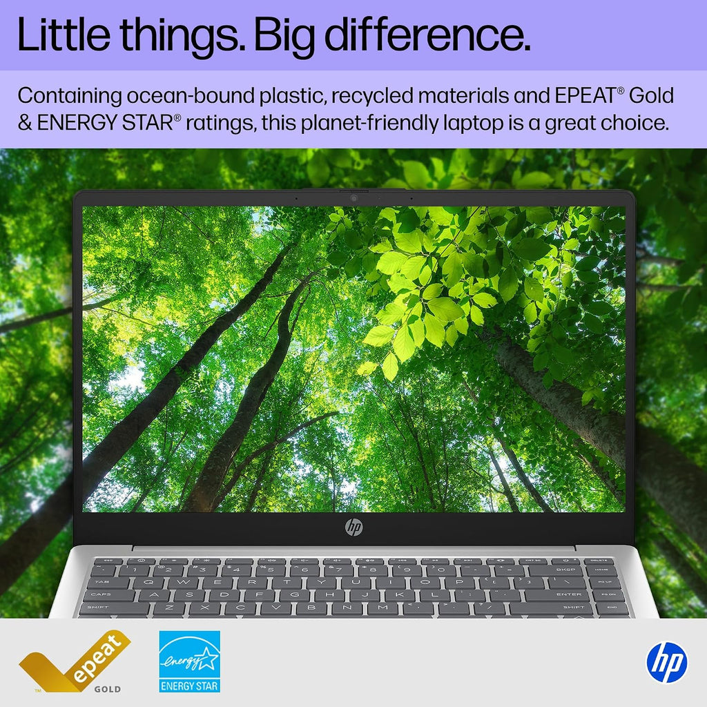 HP 14 inch Laptop, HD Touchscreen Display, AMD Ryzen 5 7520U, 8 GB RAM, 512 GB SSD, AMD Radeon Graphics, Windows 11 Home, Natural Silver, 14-em0499nr