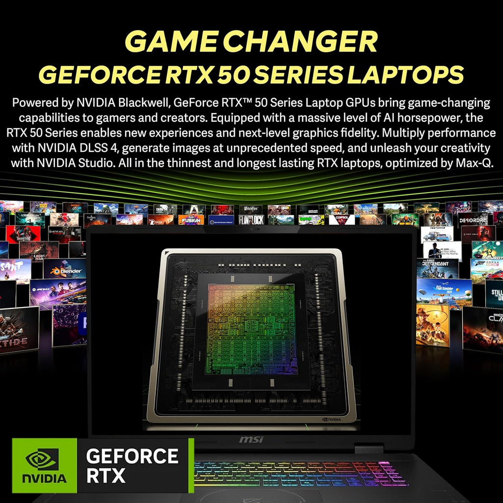 msi Crosshair 18 HX AI 18' QHD+ 240Hz Gaming Laptop, Intel Ultra 9 275HX, NVIDIA RTX 5070 8GB GDDR7, 64GB DDR5, 3TB Storage (2TB SSD+1TB Docking Station), RGB Backlit Keyboard, Windows 11 Pro, Black