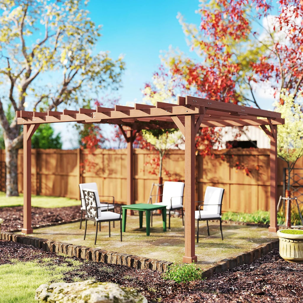 Outsunny 11' x 12.5' Outdoor Pergola, Wood Pergola Gazebo Grape Trellis with Stable Structure for Climbing Plant Support, Patio, Deck, Backyard, Lawn