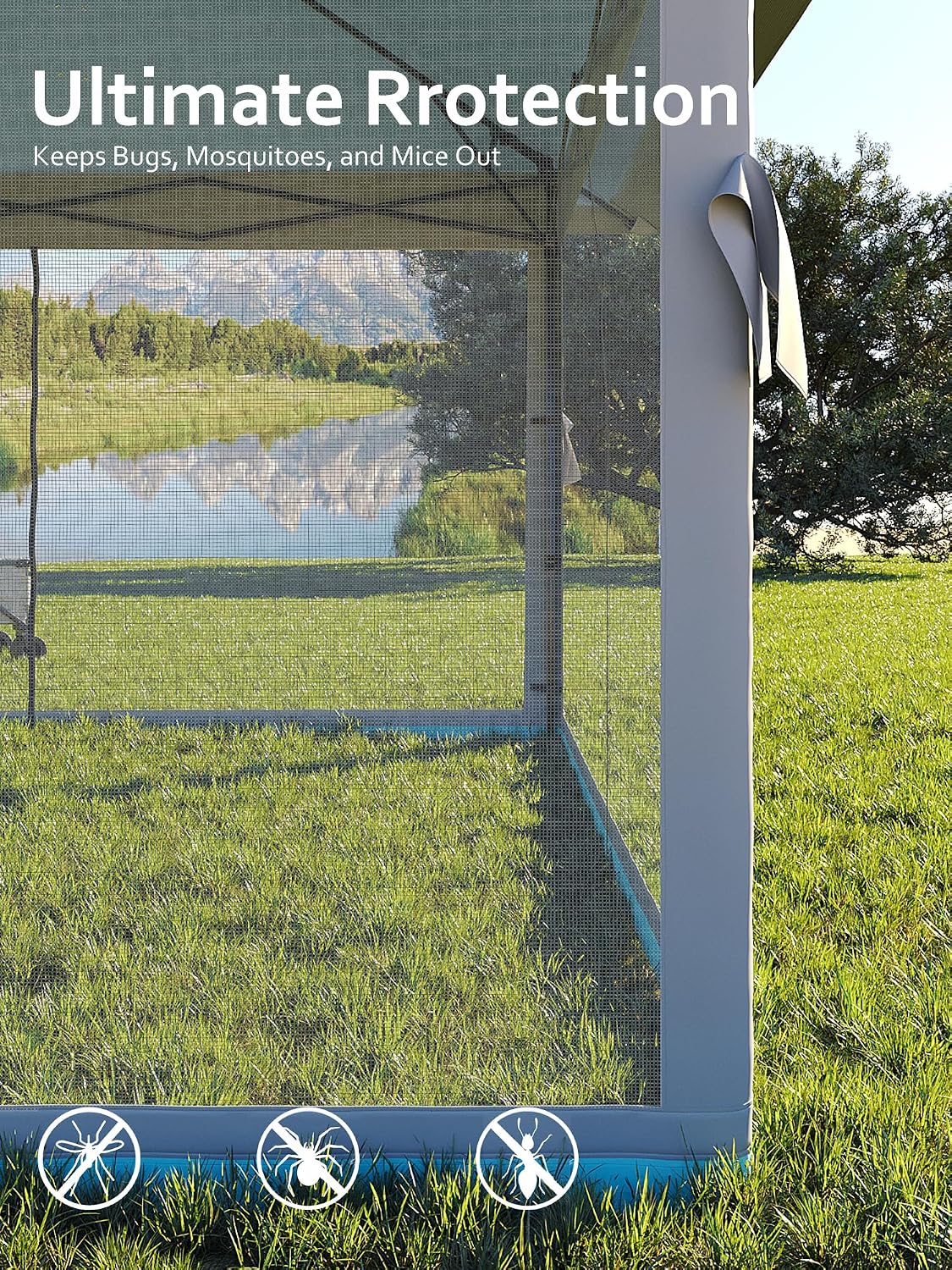 Garvee 13x13 ft Pop Up Gazebo, Canopy Tent with Mosquito Netting, Outdoor Gazebos for Backyard & Patio Furniture - Pop Up Canpy with Wheeled STO-N-Go Cover Bag (Light Blue+Light Grey)