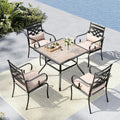 MFSTUDIO Patio Table and Chairs Set of 4, Patio Dining Sets for 4 with Umbrella Hole, Outdoor Dining Set for Deck, Poolside, Backyard, Garden
