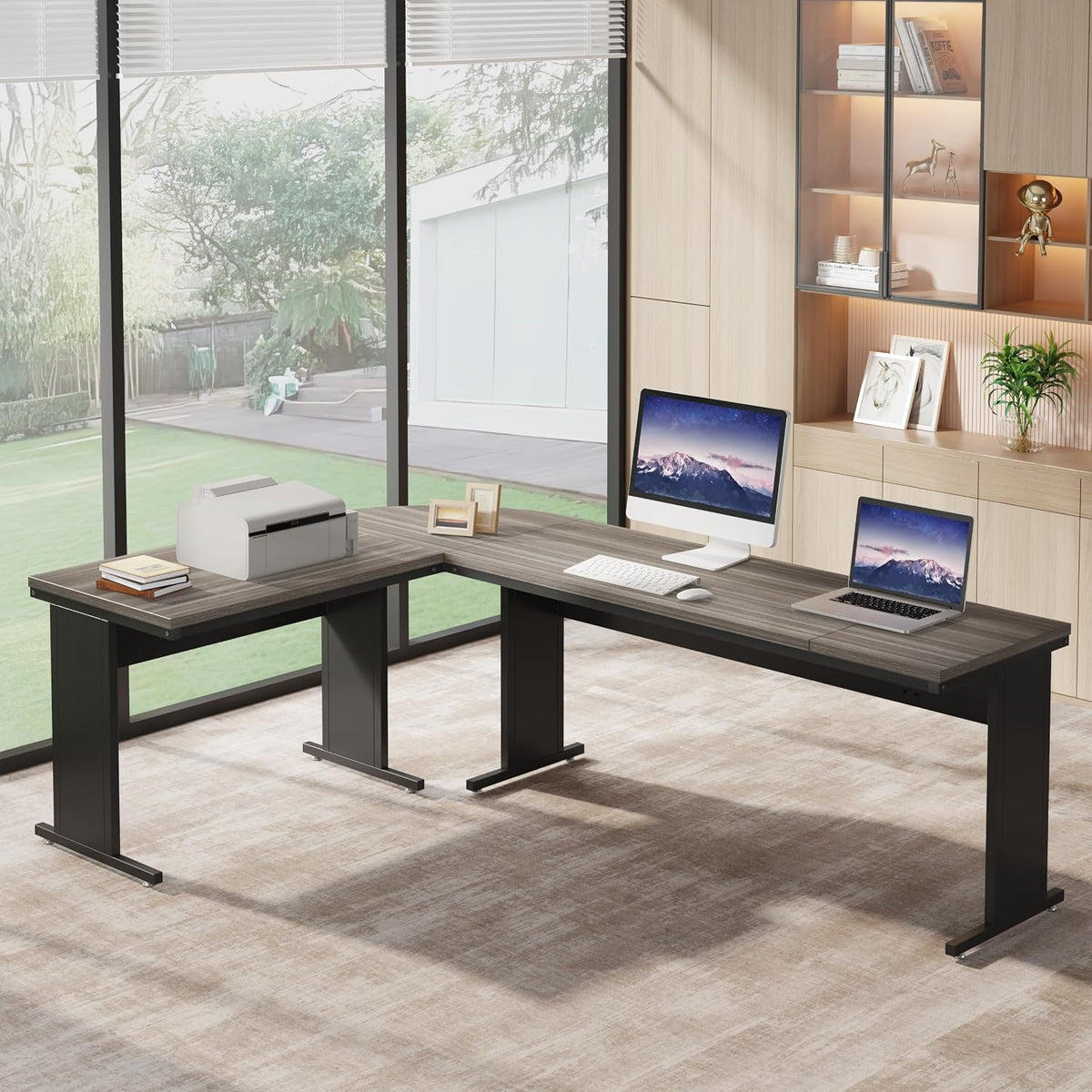 Tribesigns 83-Inch Large L Shaped Desk, Reversible Executive Office Desk, Modern Corner Computer Table Business Workstation for Home Office (Grey)