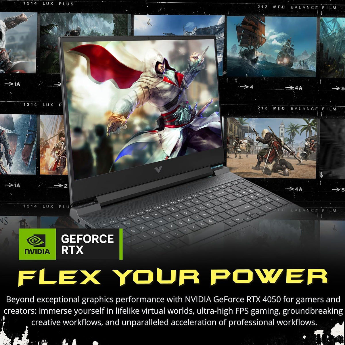 HP Victus 15.6' FHD 144Hz Gaming Laptop, AMD Ryzen 7 7445HS, GeForce RTX 4050, 32GB DDR5, 2TB Storage (1TB SSD+1TB Docking Station Set), Backlit Keyboard, Copilot, Wi-Fi 6, Win 11 Pro, Mica Silver