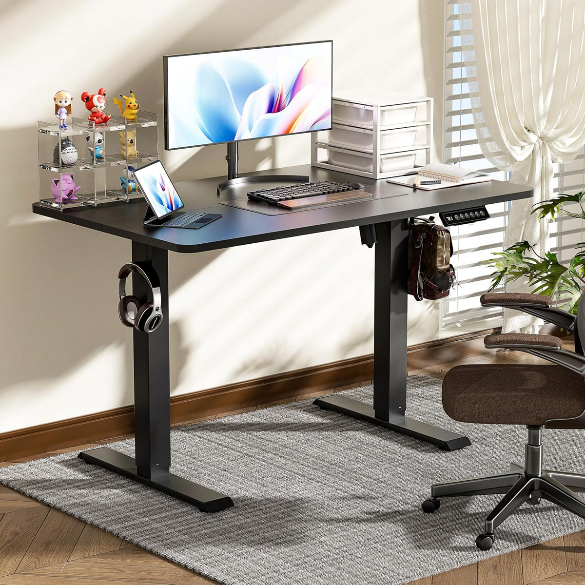 BIZUM 40x24 Inch Electric Standing Desk with Memory Presets, Quiet Motor Height Adjustable Stand Up Desk for Home Office & Gaming, Ergonomic Sit Stand Workstation，Black