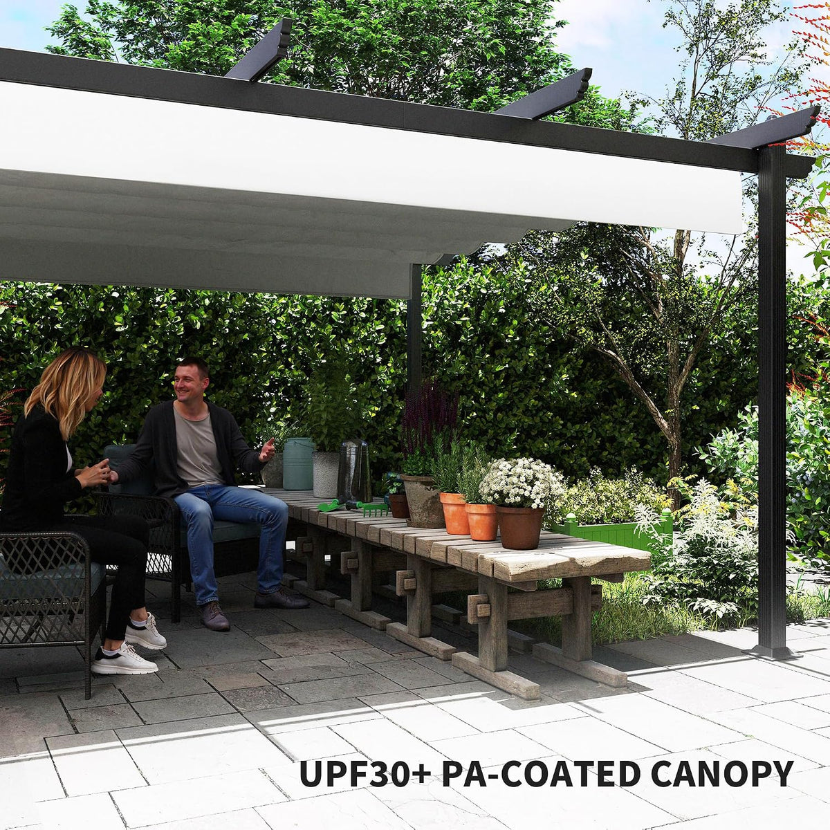 Outsunny 13' x 13' Retractable Pergola Canopy with Stronger Aluminum Frame, Outdoor Pergola Sun Shade Shelter for Garden, Patio, Backyard, Deck, White