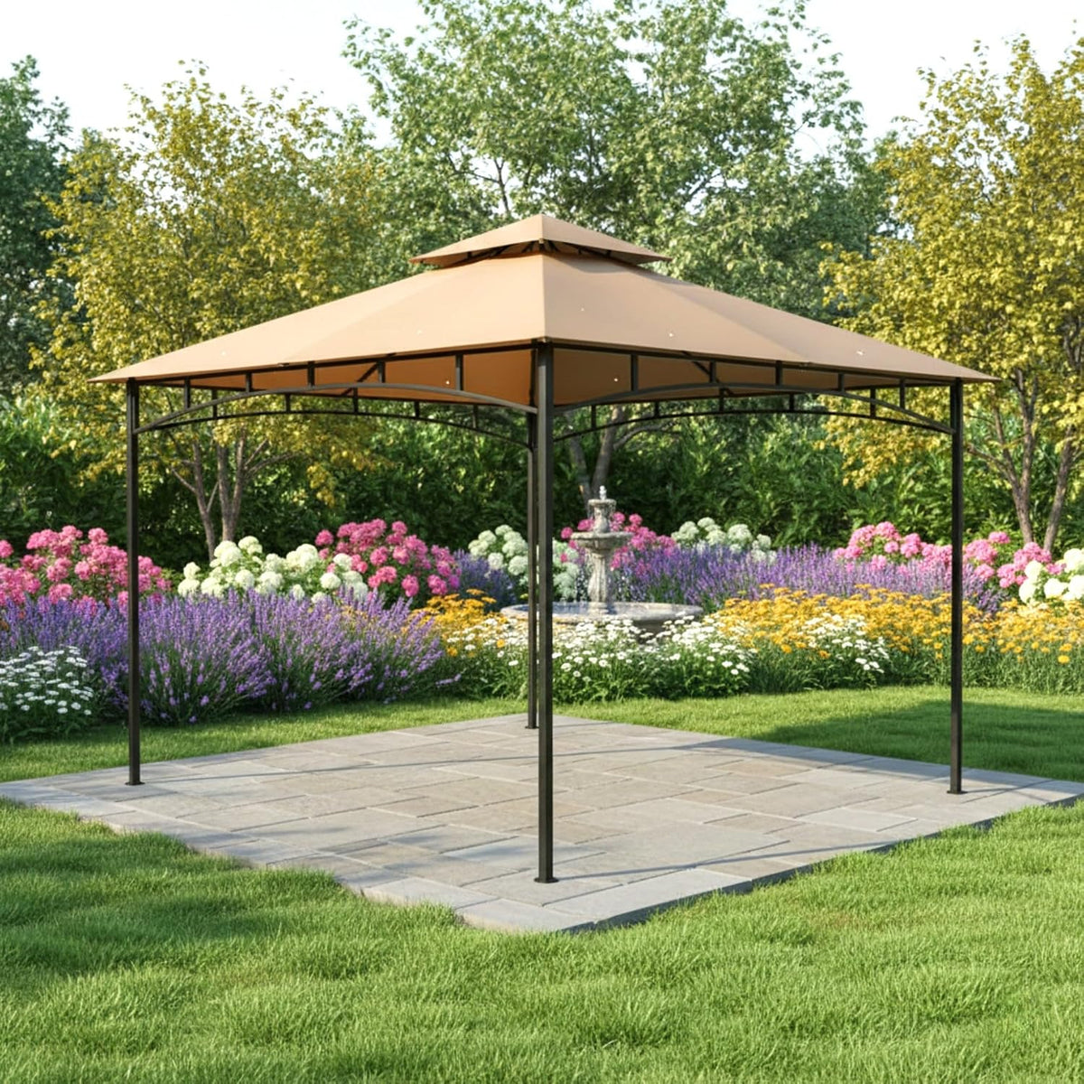 Garden Winds Reinforced Replacement Canopy Top Cover Compatible with The AWGHG-10x12, GHG-1012DP-NT, TJ-003-1012 ABC Canopy MasterCanopy 10' x 12' Gazebo - Classic Sand, Riplock 350