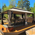 PURPLE LEAF 12' x 20' Outdoor Hardtop Gazebo, Champagne Aluminum Gazebo with Galvanized Steel Double Roof, Curtains and Netting for Patio Lawn and Garden