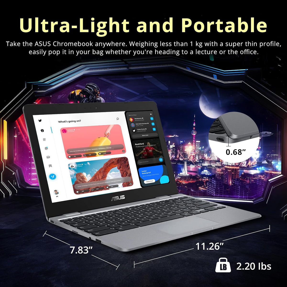 ASUS Chromebook 11.6' HD Student Laptop, Intel Celeron N3350, 4GB RAM, 192GB Storage (32GB eMMC+160GB Docking Station), Intel UHD Graphics, HD Camera, Stereo Speakers, Chrome OS, Gray