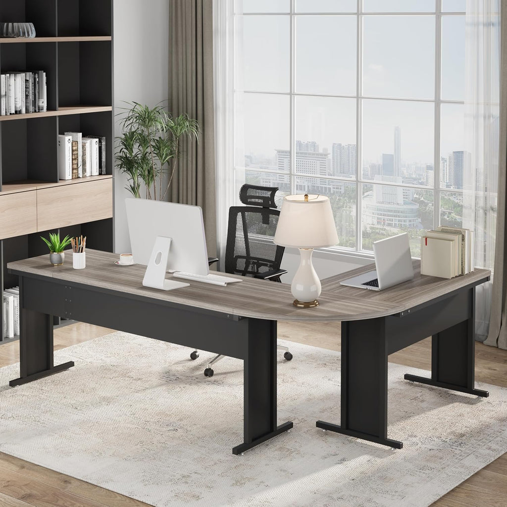 Tribesigns 83-Inch Large L Shaped Desk, Reversible Executive Office Desk, Modern Corner Computer Table Business Workstation for Home Office (Grey)