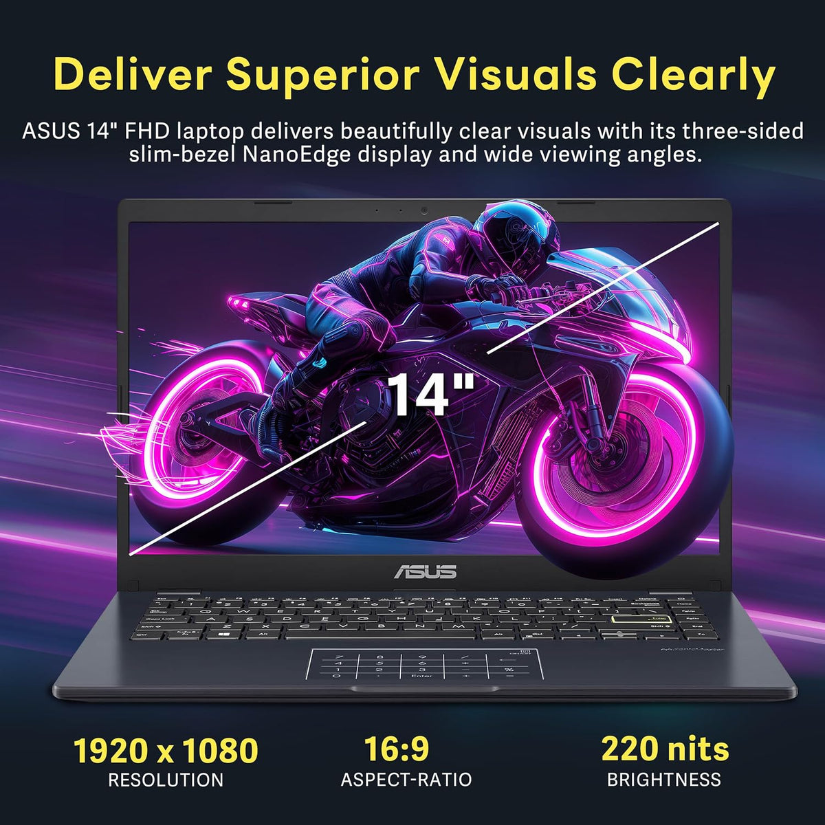 ASUS 14' FHD Laptop, Intel Pentium N6000 Processor, 4GB RAM, 64GB eMMC, Intel UHD Graphics, 720p Webcam, Wi-Fi, Bluetooth, Windows 11, Star Black (Renewed)