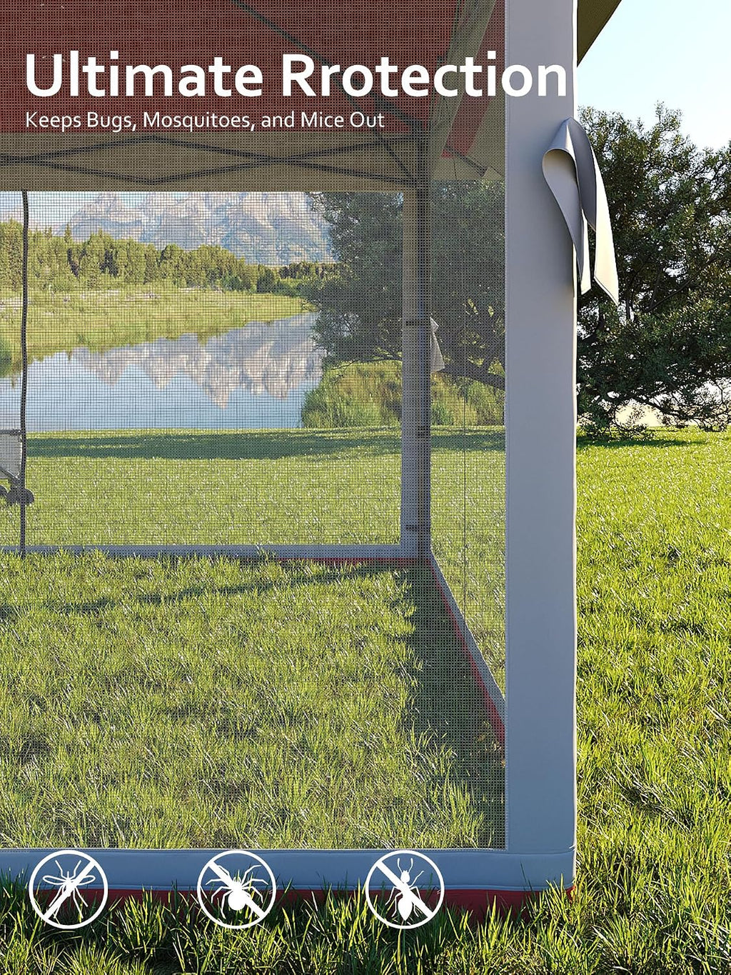 Garvee 13x13 ft Pop Up Gazebo,Canopy Tent with Mosquito Netting, Gazebos on Clearance,Outdoor Patio Gazebo,Backyard Tent for Party,Wedding,Outdoor Dining(Red+Light Grey)